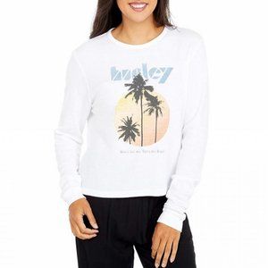 HURLEY WHITE MULTI LONG SLEEVE MORRISON THERMAL TOP T-SHIRT